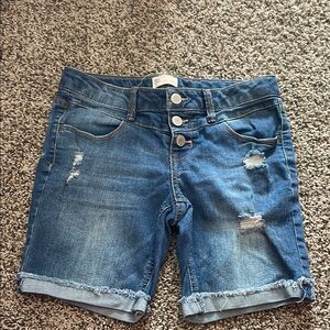 SO Girls Distressed Blue Denim Shorts